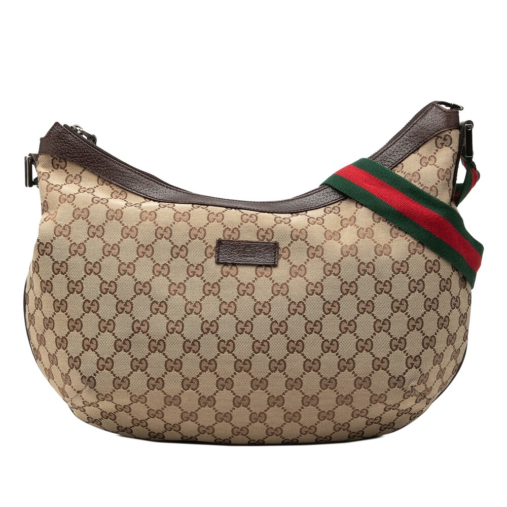 Gucci Gg Canvas Web Half Moon Crossbody #324443G82B